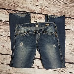 Silver twisted bootcut jeans